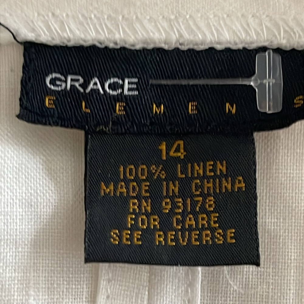 Grace Elements White Linen Wrap Blouse Jacket Tie… - image 6